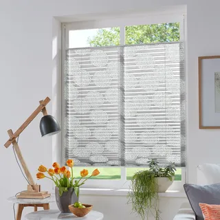 Plissee MY HOME "BELUM" Gr. 3, grau (hellgrau), B:60cm H:130cm, Obermaterial: 70% Baumwolle, 30% Polyester, Plissees, im Fixmaß, Ausbrenner, Kreise, Blumen, Klemmträger