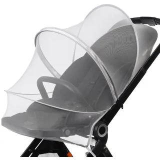 DUSHARKFUN Baby Moskitonetz mit doppeltem Reißverschluss, Stubenwagen Abdeckung für Baby/Autositz/Wiegen/Tragetaschen, einfach zu bedienen, hält Insekten/Käfer/Katzen fern, Weiß