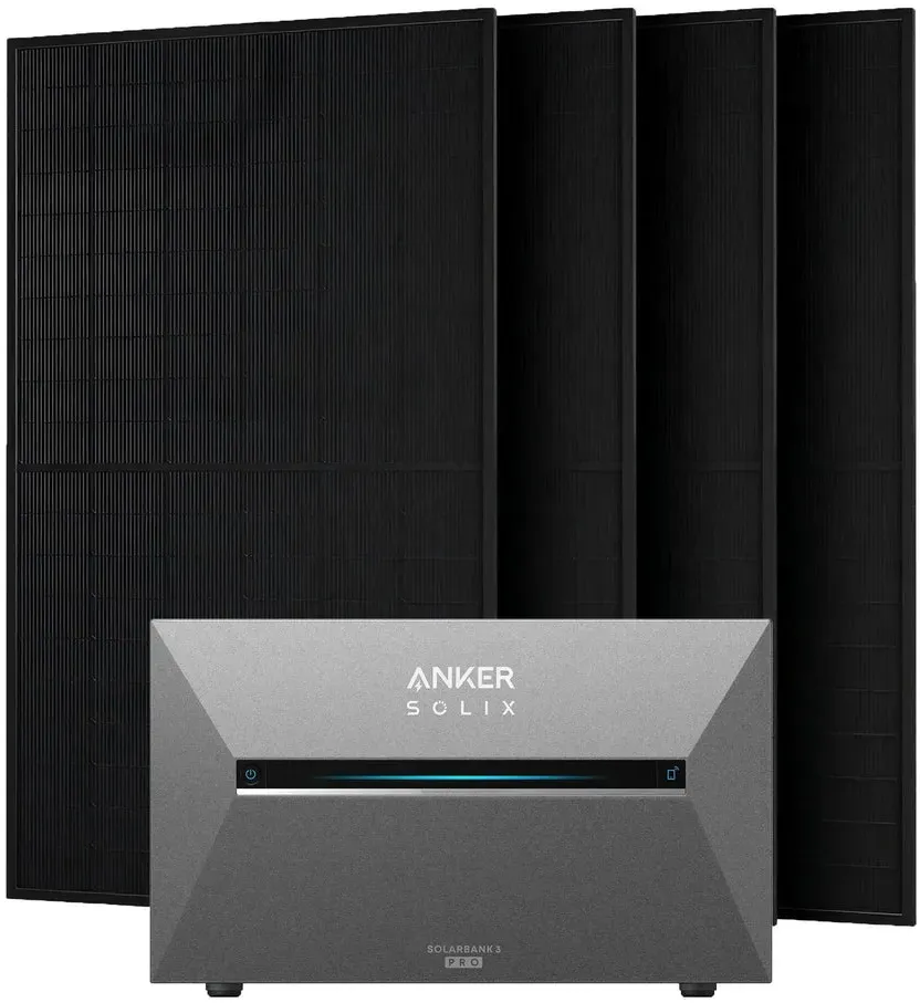 Anker SOLIX 2.000 W Balkonkraftwerk mit Solarbank 3 Pro, 4×500W Moduleohne Halterung
