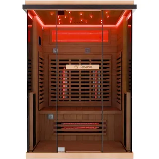 Dewello Infrarotkabine Sauna Kenora 130cm x 105cm 2 Personen Vollspektrum & Karbonstrahler Hemlock