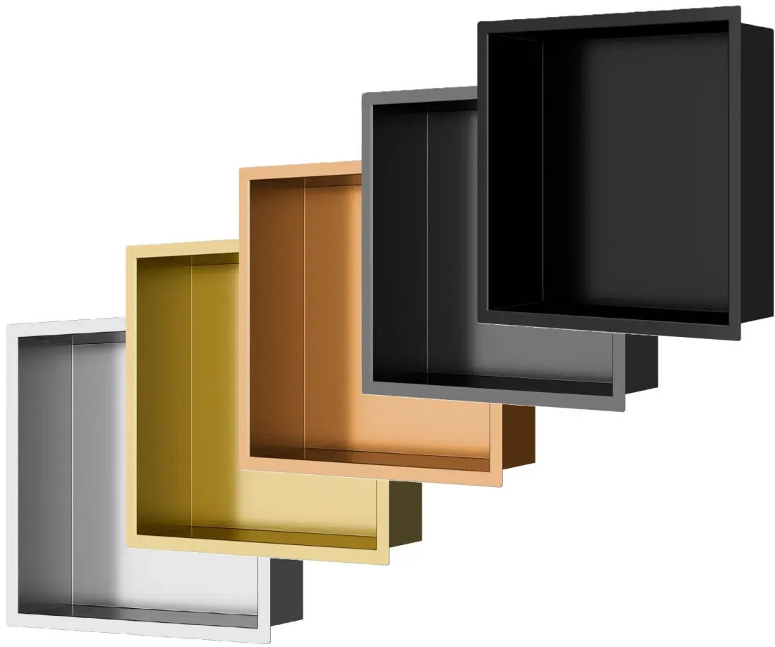 SAT Aurum Duschnische Edelstahl 304 Montage ohne Bohren 30x30 cm, verschiedene Farben