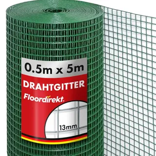 Floordirekt Volierendraht mit grüner PVC Ummantelung 50 x 5 m 2,8 kg