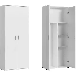 home collective Mehrzweckschrank weiß Holzwerkstoff, Echtholz, 2 Fächer, 35x184x75 cm Waschküche, Mehrzweckschränke