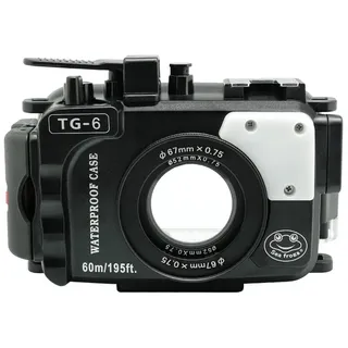 Seafrogs Unterwassergehäuse Für Olympus Tough Tg-6 [60M/195Ft] Professioneller Tauchkoffer Wasserdichter Tauchkoffer Für Olympus Tg6, Mit Eingebautem Lecksuchsensor Vakuumpumpenschnittstelle -Schwarz