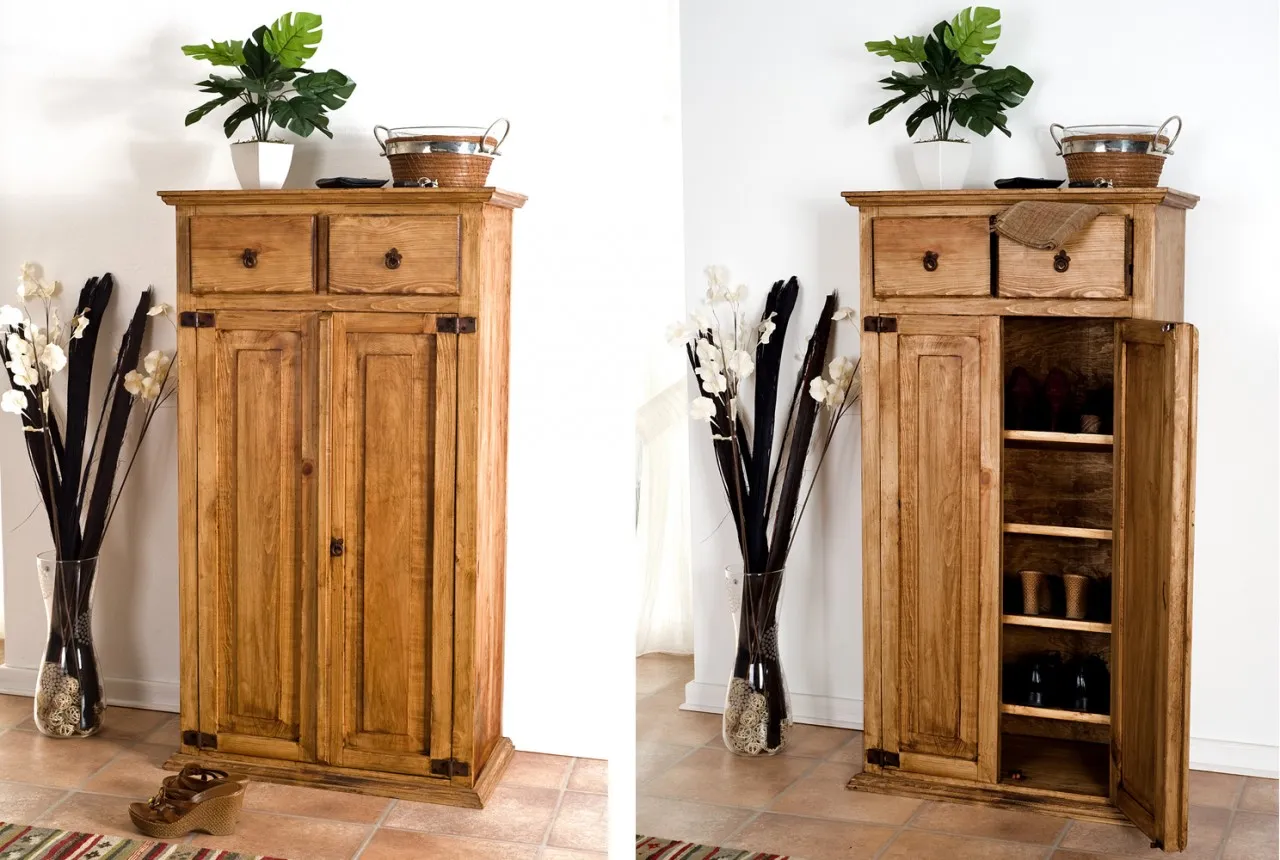Mexico Schuhschrank, Pinie massiv, Landhausstil, mexikanisch, Massivholzmöbel