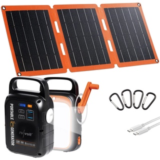 Revolt Kurbel-Dynamo-Powerstation (22,5 Ah) mit 21-Watt-Solarpanel