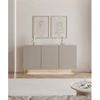 Selsey Sideboard LINEARIS, Sideboard in Kaschmirgrau mit LED & goldenen Füßen grau
