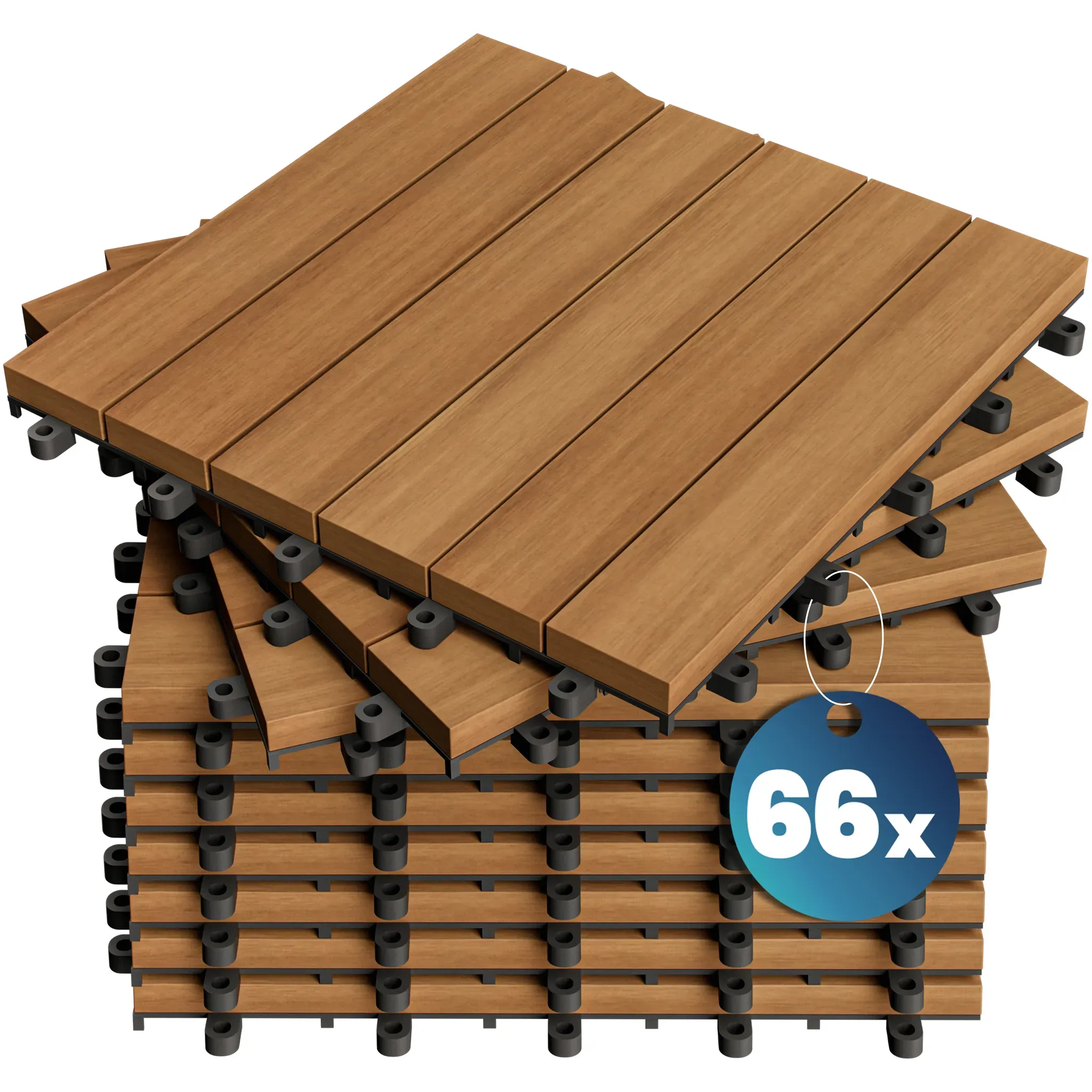 Holzfliese Akazienholz 66er-Set 30x30cm