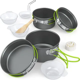 Lixada Camping Kochgeschirr Set Topf Outdoor Geschirr Set Kochtopf Set mit Aufbewahrungstasche für 2-3 Personen leicht zu tragen, geeignet für P...