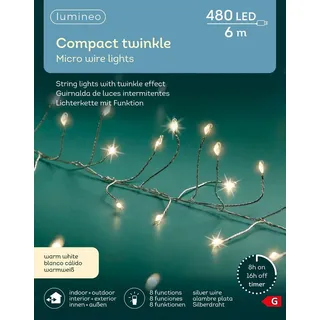 Lumineo Micro-LED Compact Twinkle 480 LED 6 m warm weiß, Silberdraht - Silber