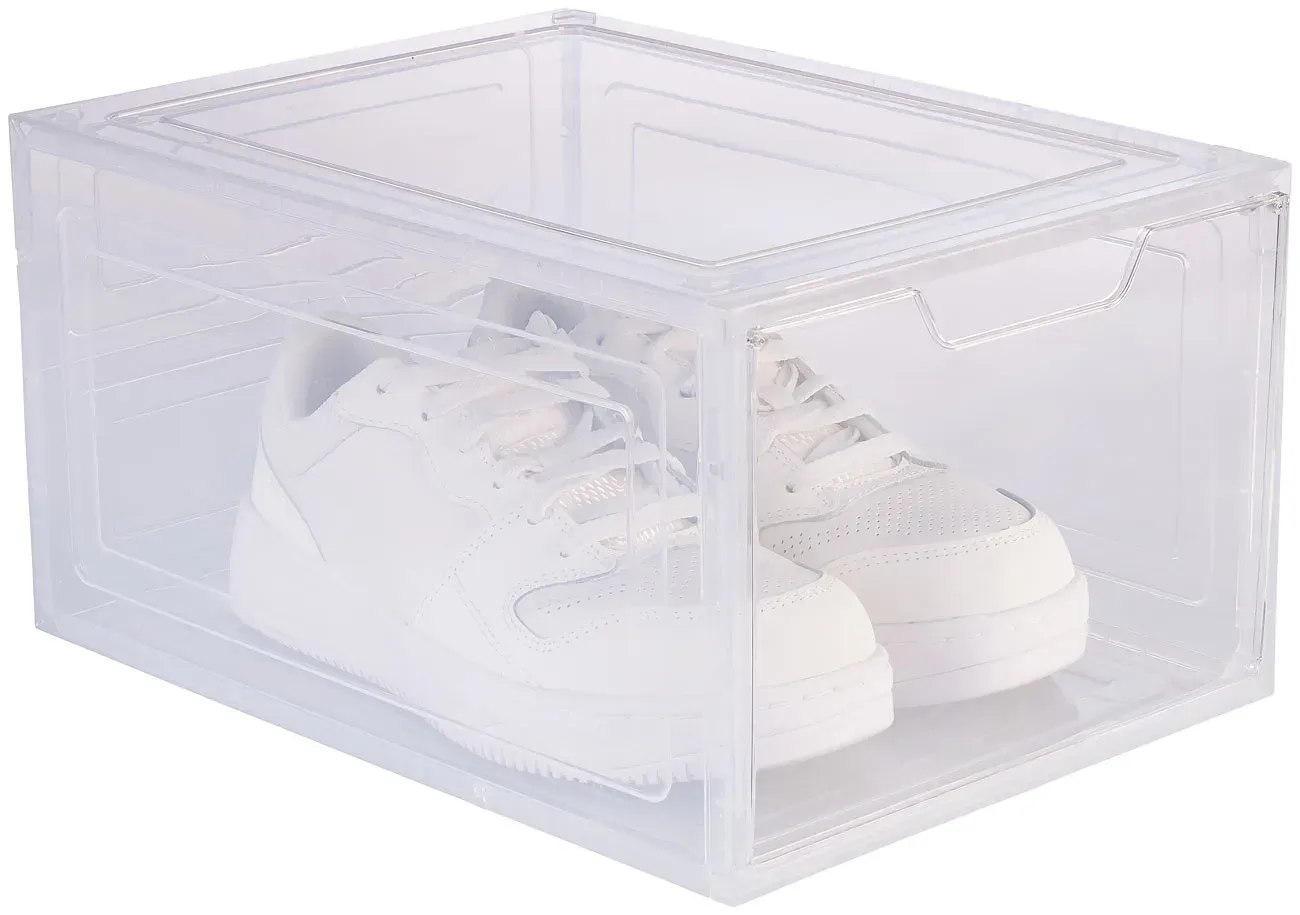 Transparente Schuhbox, stapelbar, Schuhe bis Größe 47, Magnetklappe
