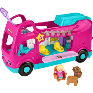 Mattel Fisher-Price Little People Barbie Little Dreamcamper Wohnmobil-Spielset mit Musik, Lichtern und 2 Figuren, mehrsprachige Version,