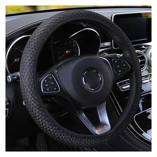 Yurosiay Universal Auto Lenkradbezug Atmungsaktiv Ice Silk Auto Lenkradhülle Anti-Rutsch Lenkradabdeckung Elastizität Lenkradschutz Auto Steering Wheel Cover für Frauen Männer 36-38cm Schwarz