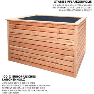 MEGA HOLZ Hochbeet Rhombus L Lärche Holz für Außen Naturbelassen Kräuterbeet Gemüsebeet Pflanzkübel