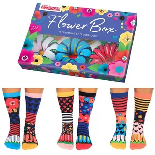 United Oddsocks Socken, 6 Socken Pack - Strumpf, Mottomotive Flower Box Blumen in 37-42 im 6er Set - 39