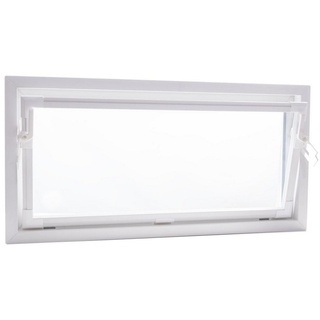 ACO Severin Ahlmann GmbH & Co. KG Kellerfenster Einfachglas ESG Kunststoff Kippfenster weiß, Größe: 80x50cm, wärmeisolierend, Schutzgitter nachrüstbar weiß 80 cm x 50 cm