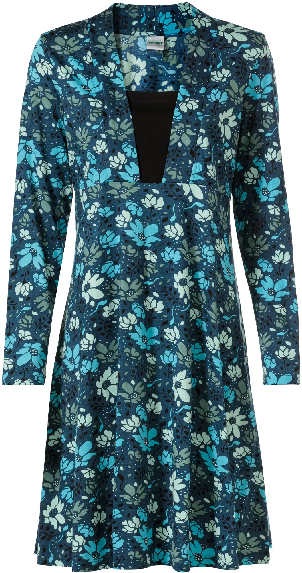 Baumwoll-Mix-Kleid, Druck blau, 52
