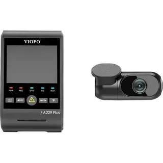 Viofo A229 Plus 2CH - Dual dashcam (Nachtsicht, Beschleunigungssensor, Bluetooth, Eingebautes Mikrofon, GPS-Empfänger, Eingebautes Display, WLAN, 2K), Dashcam, Schwarz