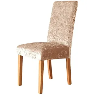 Morbuy Einfarbig Stuhlhussen Set Stretch Stuhlbezug für Esszimmerstühle, Leuchtende Samt Waschbarer Stuhlhussen Schwingstühle Stuhlüberzug für Haus Hotel Hochzeit Partys (1er Set,Beige)