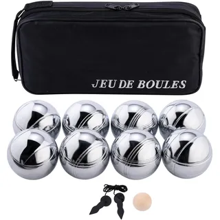 Engelhart - 010203 - Transporttasche mit 8 Boules Pétanque - Inklusive Distanzmesser - Praktische Tasche - Outdoor-Spiel - Metall-Boules und Holz-Cochonnet - Ab 6 Jahren