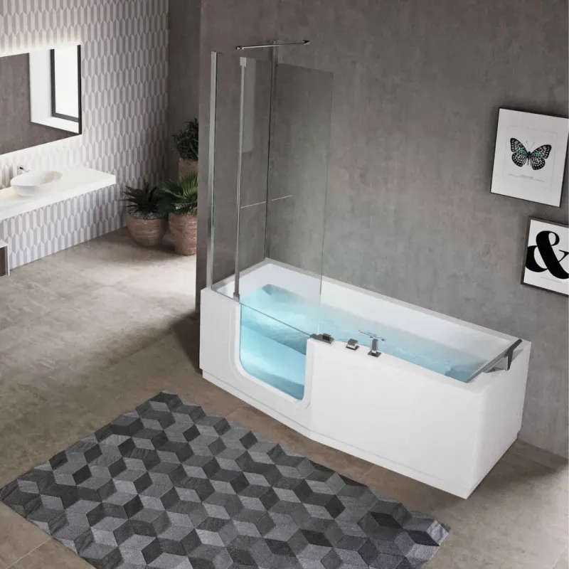 Novellini Iris mit Gestell + Iris Comby / Comby 2 170x70/80 cm Rovere Miele