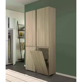 Dmora - Mehrzweck-Kleiderschrank mit 2 Türen Agapanto, Wäscheschrank mit 2 Türen, Badezimmersäule mit Wäschekorb, 100% Made in Italy, 45 x 37 x 195 cm, Olmo