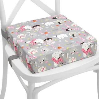 Totsy Baby Kindersitzerhöhung Sitzerhöhung Stuhl Kind 32x32x8 cm - Sitzkissen Kinder Booster Seat Stuhlerhöhung Kissen für Kleinkind beim Esstisch Stuhlkissen und Babysitz Tiere Grau