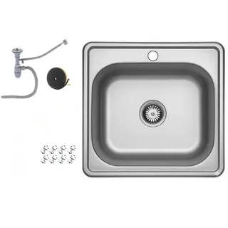 Faizee Möbel Edelstahlspüle 48x48 cm Hochwertig beidseitig Montierbar Küchenspüle Eckig Einbauedelstahlspüle Edelstahl Spülbecken f. Unterschränke ab 45... | Weiß