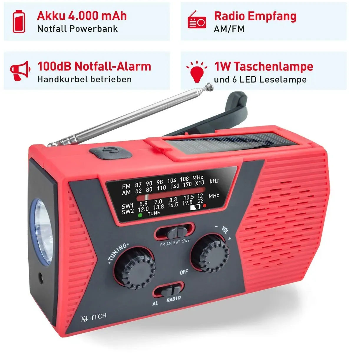 YIKANWEN Solar Radio,AM/FM Kurbelradio Tragbar