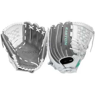 Easton Damen FUNDAMENTAL Softball-Handschuh, Geteiltes Korbgeflecht | Grau/Weiß/Mint, 12" | Infield/Pitcher
