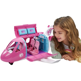 Barbie Flugzeug Dream Plane (ohne Barbie Puppe), mit beweglichen Räder und 15x Barbie Zubehör, in rosa, Spielzeug ab 3 Jahre, GDG76