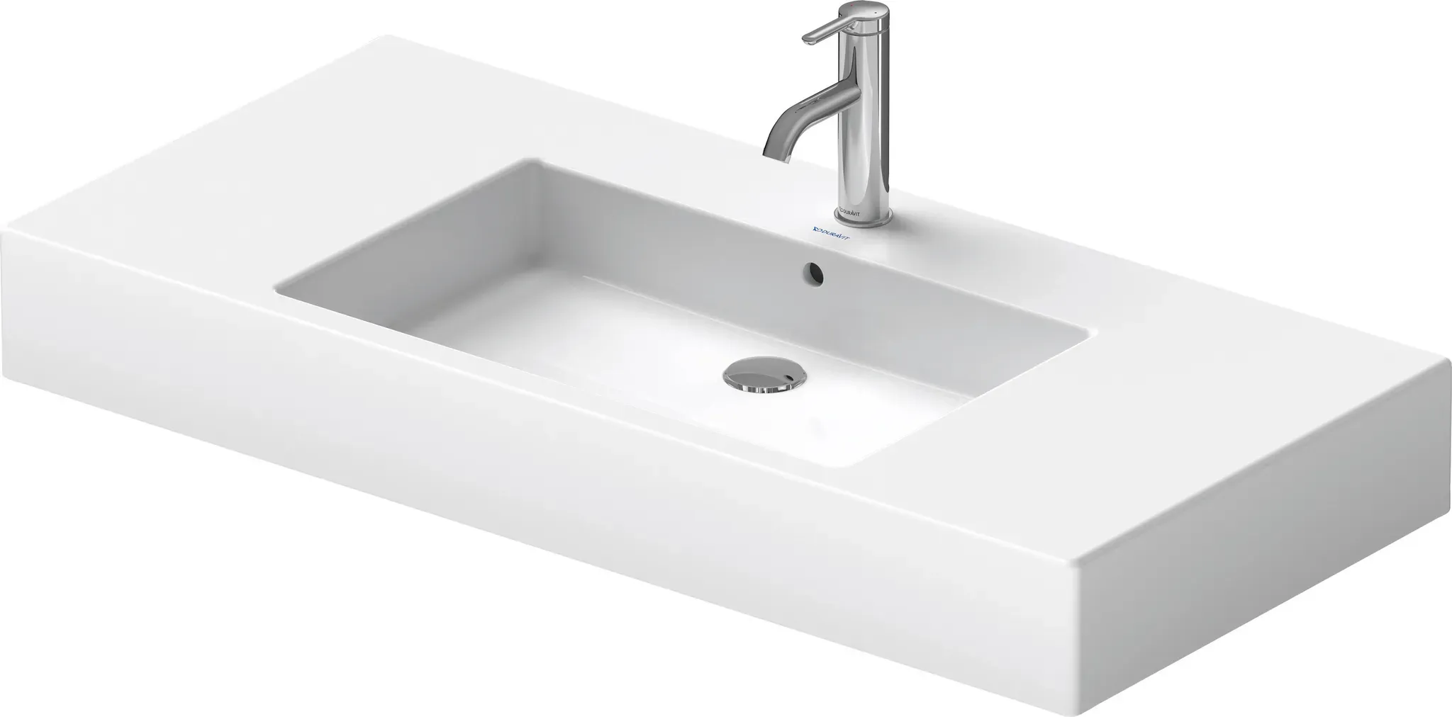 Duravit Möbelwaschtisch Vero 105cm, mit Überlauf, mit Hahnlochbank, 1 Hahnloch, 03291000001, Farbe: Weiß mit Wondergliss