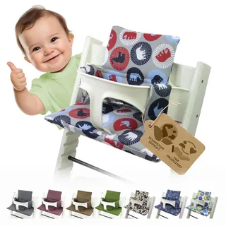 Sitzkissen Ersatzbezug Bezug Kissen-Set Sitzverkleinerer kompatibel mit Stokke Tripp Trapp für Hochstuhl-Kinderstuhl Mod. 2 (Marine Elefanten)
