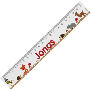 Striefchen® Lineal für Schule, Freizeit und Schreibtisch, bedruckt mit Wunschname und verschiedenen Motiven zur Wahl, Kunststoff, 2 Größen 20 cm, Waldtiere