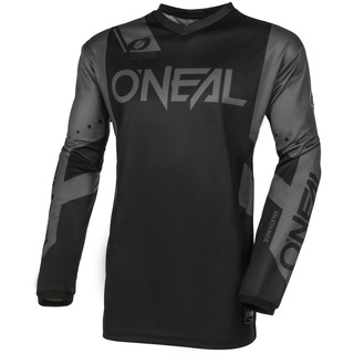 O'Neal | Motocross-Jersey Langarm | MX Enduro | Gepolsterter Ellbogenschutz, V-Ausschnitt, atmungsaktiv | Element Jersey Racewear V.24 | Erwachsene | Schwarz Grau | Größe L