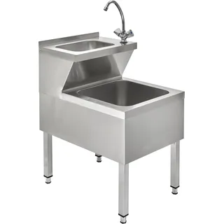 GastroHero Handwasch-Ausgussbeckenkombination Basic 2, Kalt- und Warmwasserhahn