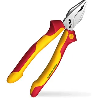 Wiha Kombizange Professional electric 180 mm I optimale Kraftübertragung I lange Schneide I Greiffläche mit Dreipunkt Abstützung I VDE-geprüft (27418)