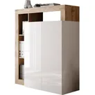 Sekretär INOSIGN "Hamburg Breite 108 cm, Höhe 126 cm, 2 Türen, PC-Schrank, Home-Office", braun (weiß, eiche cadiz nb), B:108cm H:126cm T:42cm, Sekretäre, dekorativer Rahmen, Tastaturauszug, Stauraum, Multifunktional