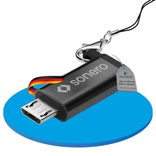 Sonero Sonero® Micro USB auf USB-C Adapter, kompatibel mit Apple Geräten, OTG Unterstützung, Perfekt für e-Bikes geeignet, inkl. Schlaufe/Karabiner, Aluminium Gehäuse, schwarz