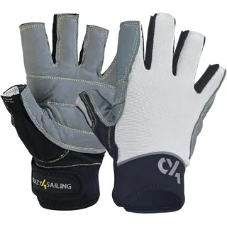 crazy4sailing Segelhandschuhe Herren & Damen Racing White M – Kurzfinger für Segeln, Kajak & Fahrrad – Griffiger Amara & Spandex Mix – Atmungsaktiv für Jolle & Sportboot