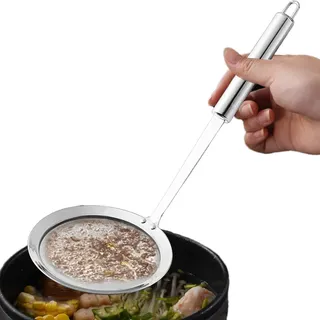 Sghtil Edelstahl Schaumlöffel Schaumlöffel - Feinmaschiges Sieb Haushaltshelfer Edelstahl - Multifunktionaler Schaumlöffel mit ergonomischem Griff für Saft,
