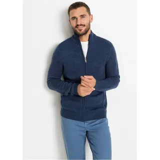 bonprix Strickjacke mit Stehkragen, Regular Fit, aus Polyacryl, mit Reißverschluss blau L (52/54)