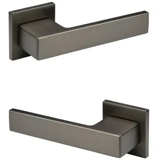 HEXIM Drückergarnitur Türklinke Q06.50 graphit matt, Zimmer Türgriffe WC / Bad Aluminium matt in 4 Farben - (Türklinke Q06) Türbeschlag Zimmertür Set
