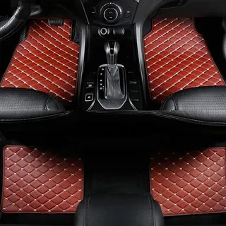LICOME Auto Leder Fußmatten für Mini Cooper SE Countryman ALL4 F54 F55 F56 F57 F60 LHD, Allwetter Wasserdicht rutschfeste Automatten, Benutzerdefinierte Bodenmatten Autoteppiche Schützen,G Brown
