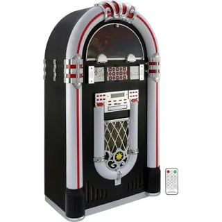 MonsterShop Jukebox Retro 50er Jahre Stil Schallplatten Plattenspieler Radio Fernbedienung - Schwarz