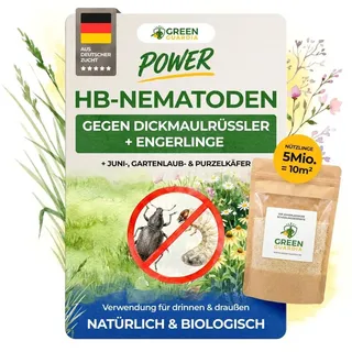 POWER HB-Nematoden gegen Dickmaulrüssler & Engerlinge, 5 Mio.(10m2), effektiv Engerlinge bekämpfen & Dickmaulrüssler bekämpfen,100% , GREEN GU...