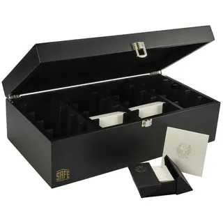 SAFE 7906 Schwarze Holz - Münzkoffer | Schatulle Münzbox Münzkassette 20 Fächer für Münzetuis 70 x 70x 27 mm