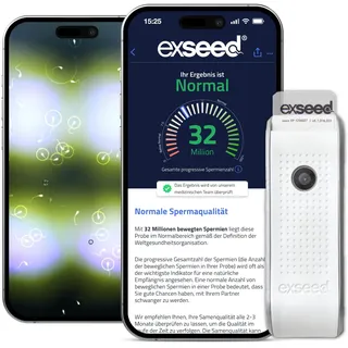 ExSeed Health - Spermatest für zu Hause - 2 Tests - Fruchtbarkeitskit für Männer - Spermienanzahl und Spermienvolumen bestimmen - Schnelles und einfaches Verfahren - Genaue Ergebnisse