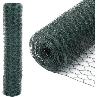 Daromigo Sechseckgeflecht Maschendrahtzaun - Verzinkt Kaninchendraht, Drahtzaun, Hasendraht - Sechseck Drahtgitter Maschenweite 27 mm, Höhe 50 cm, Länge 10 m - Grün