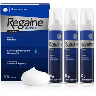 REGAINE Männer Schaum: 3-Monatspackung mit 50 mg/g Minoxidil, stoppt erblich bedingten Haarausfall bei Männern und regt das Haarwachstum an, 3 x 60 g